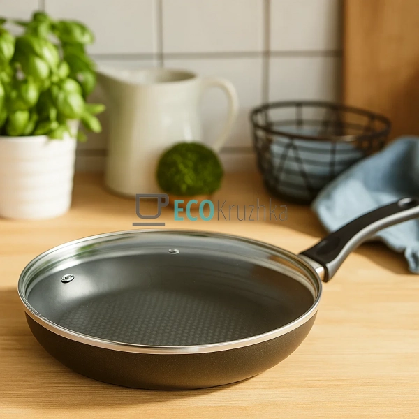 Кришка скляна з нержавіючим обідком без ручки 26 см FRU- ...