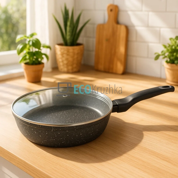 Кришка скляна з нержавіючим обідком без ручки 22 см FRU- ...