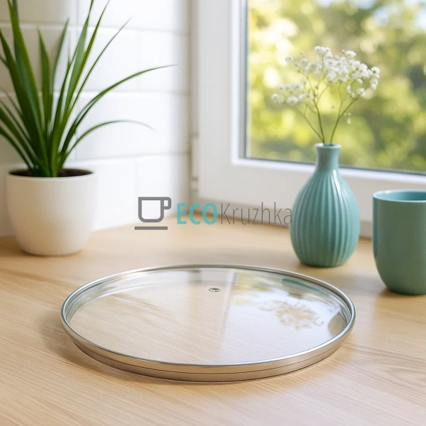 Кришка скляна з нержавіючим обідком без ручки 22 см FRU- ...