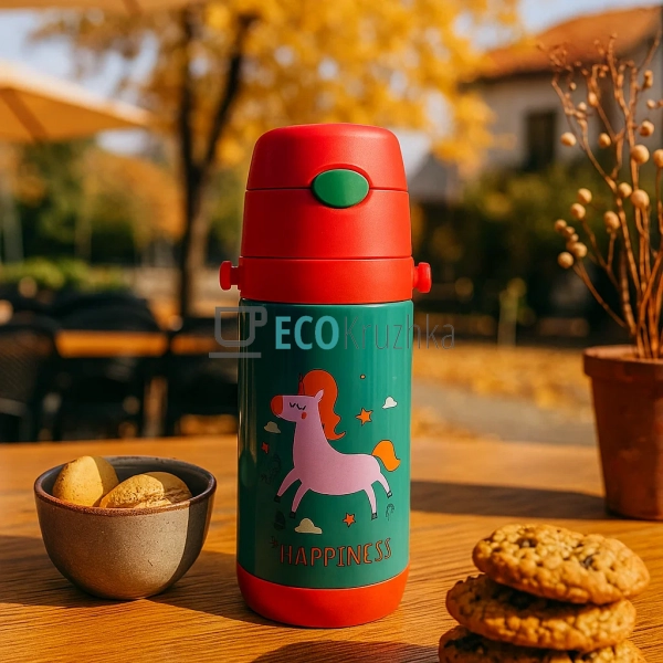 Дитячий термос-поїлка з трубочкою 500 мл Unicorn червони ... Дитячий термос-поїлка з трубочкою 500 мл Unicorn червони ...
