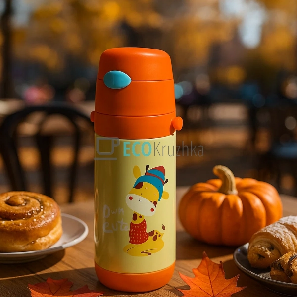 Дитячий термос-поїлка з трубочкою 500 мл Baby Giraffe по ... Дитячий термос-поїлка з трубочкою 500 мл Baby Giraffe по ...