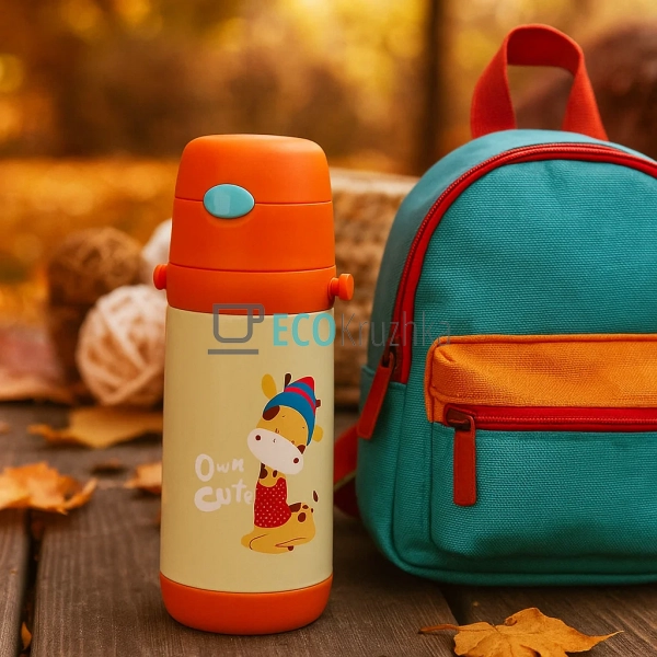 Дитячий термос-поїлка з трубочкою 500 мл Baby Giraffe по ... Дитячий термос-поїлка з трубочкою 500 мл Baby Giraffe по ...