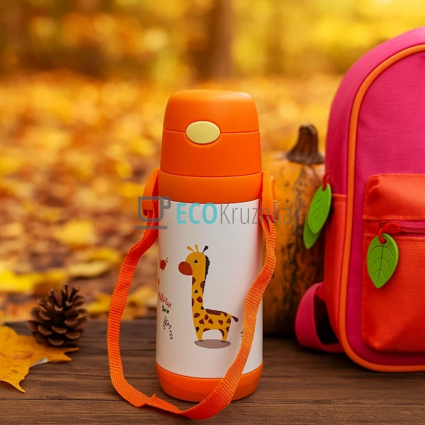 Дитячий термос-поїлка з трубочкою 500 мл Giraffe помаран ... Дитячий термос-поїлка з трубочкою 500 мл Giraffe помаран ...