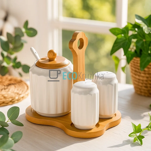 Набір для спецій Naturel — сільничка, перечниця і цукорн ... Набір для спецій Naturel — сільничка, перечниця і цукорн ...