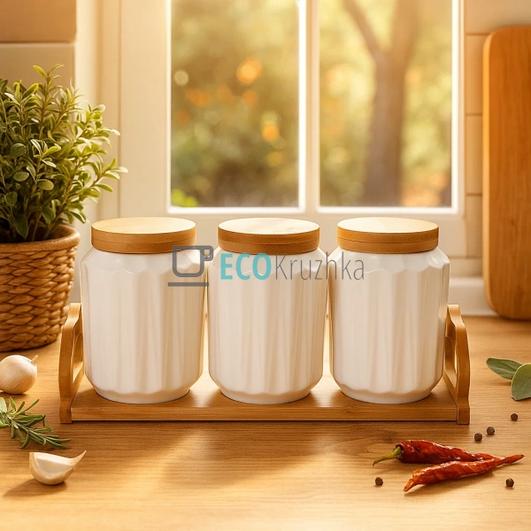 Набір банок 900 мл (3 шт) Naturel для сипучих (289-372) Набір банок 900 мл (3 шт) Naturel для сипучих (289-372)