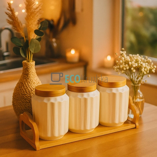 Набір банок 900 мл (3 шт) Naturel для сипучих (289-372) Набір банок 900 мл (3 шт) Naturel для сипучих (289-372)