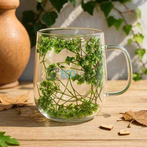 Скляна чашка з подвійними стінками та сухоцвітами 330 мл ... Скляна чашка з подвійними стінками та сухоцвітами 330 мл ...