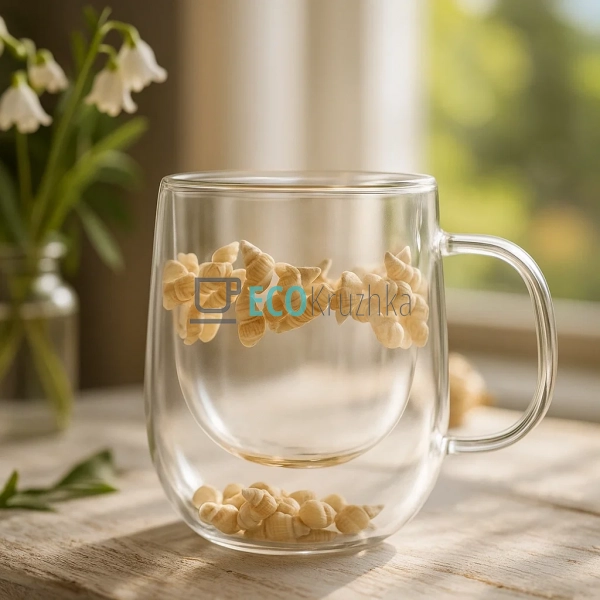 Скляна чашка з подвійними стінками 320 мл з морськими му ... Скляна чашка з подвійними стінками 320 мл з морськими му ...