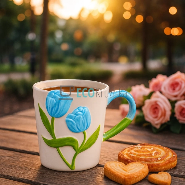 Керамічна кружка "Тюльпан блакинтий" 320 мл (8030-392-1) Керамічна кружка "Тюльпан блакинтий" 320 мл (8030-392-1)
