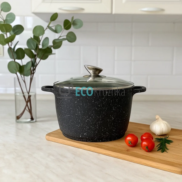 Каструля-казан 4 л Edenberg з гранітним покриттям та скл ...