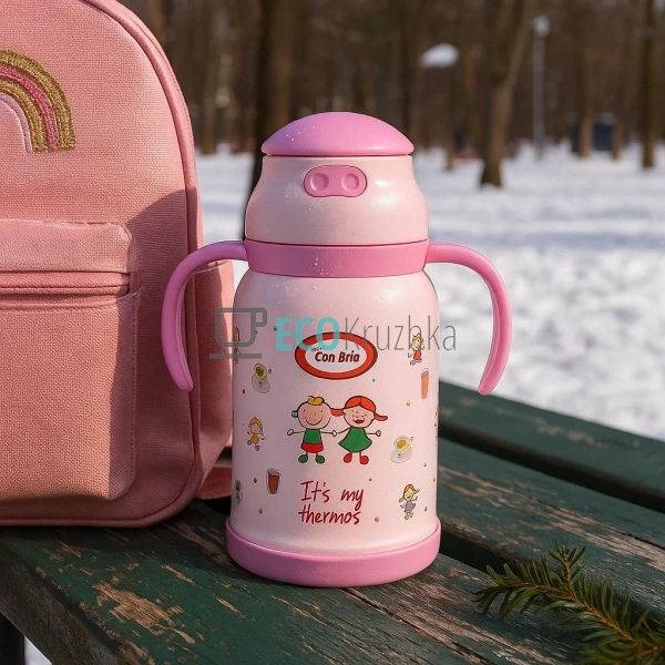 Поїлка 380 л з трубочкою і ремінцем рожевий CB‑383 Поїлка 380 л з трубочкою і ремінцем рожевий CB‑383