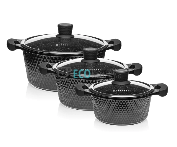 Набір Каструль Edenberg з мармуровим покриттям антиприга ... Набір Каструль Edenberg з мармуровим покриттям антиприга ...