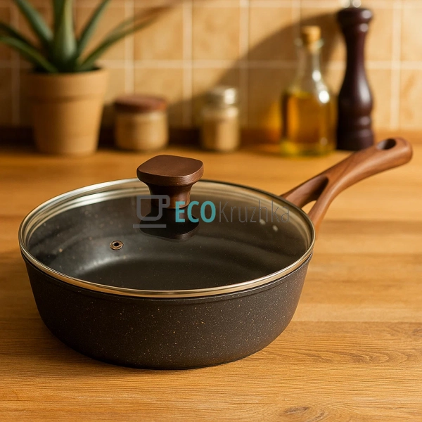 Глибока сковорода з кришкою та гранітним покриттям 24 х  ...