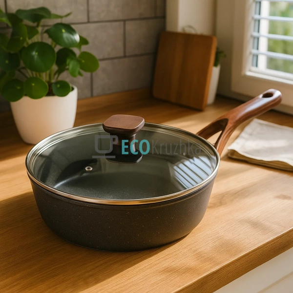 Глибока сковорода з кришкою та гранітним покриттям 28 х  ...