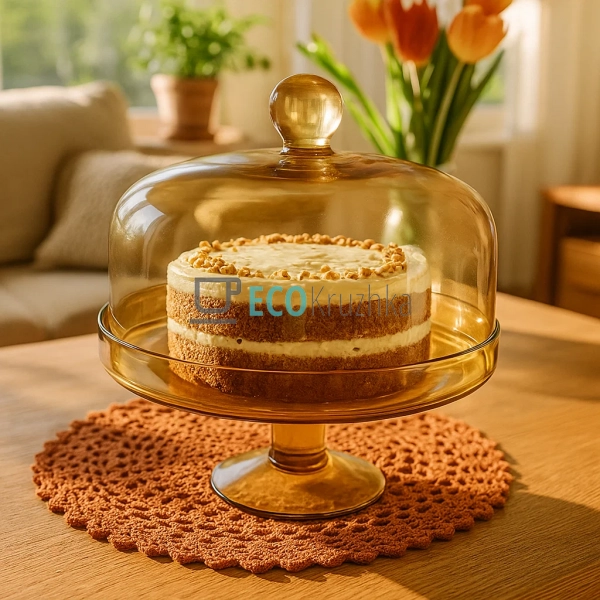 Скляна тортівниця з кришкою, діаметр 24 см, Янтар (992-2 ... Скляна тортівниця з кришкою, діаметр 24 см, Янтар (992-2 ...