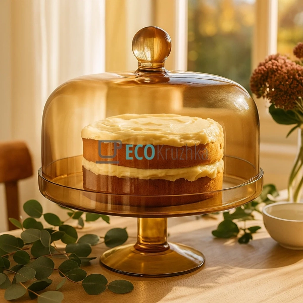 Скляна тортівниця з кришкою, діаметр 25.5 см, Янтар (992 ... Скляна тортівниця з кришкою, діаметр 25.5 см, Янтар (992 ...