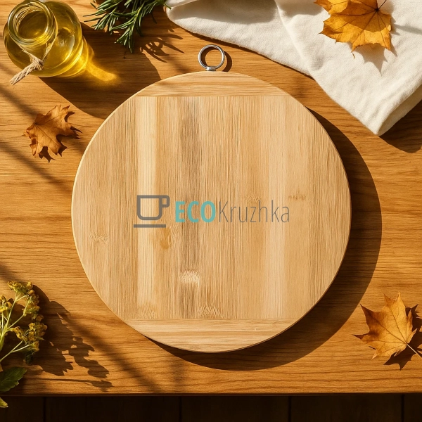 Обробна дошка бамбукова кругла 25 см FRU-798