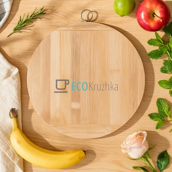 Обробна дошка бамбукова кругла 30 см FRU-799