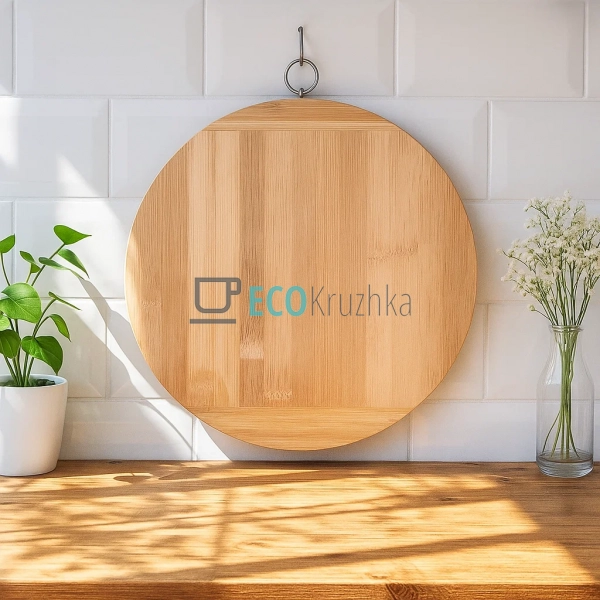 Обробна дошка бамбукова кругла 35 см FRU-800