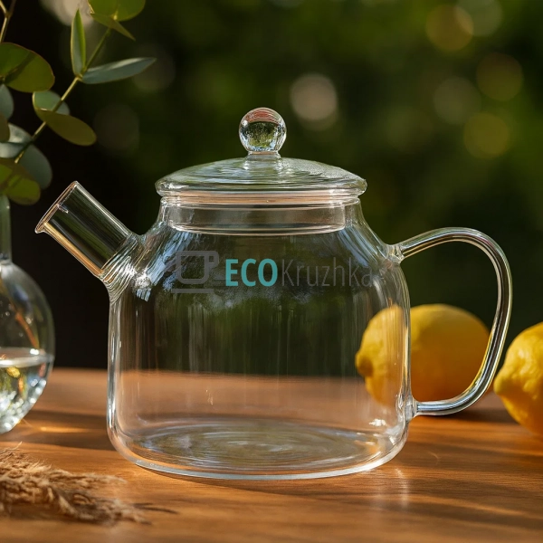 Заварник скляний з скляною кришкою 1000 мл Прозорий Arde ...