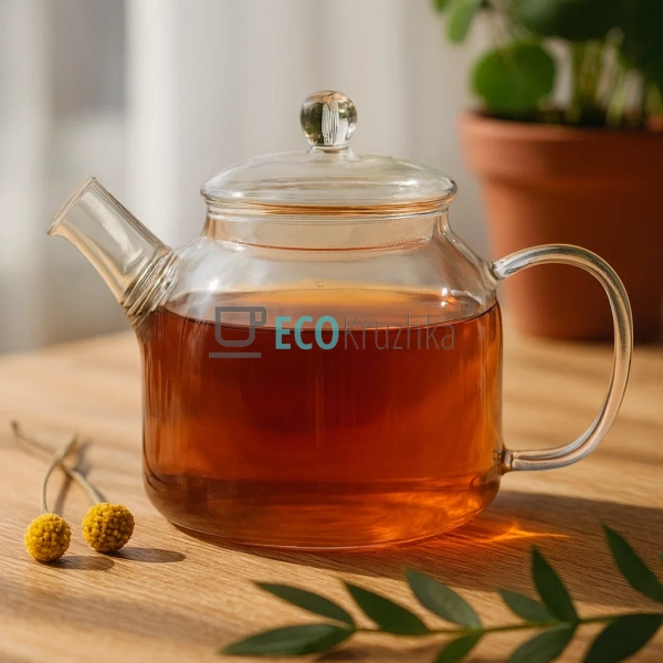 Заварник скляний з скляною кришкою 1000 мл Прозорий Arde ...