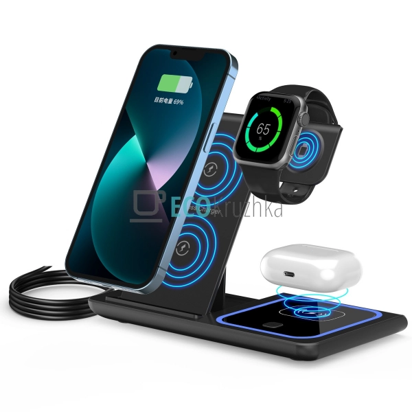 Бездротова зарядна станція 3 в 1 Qi Fast (JU-9858) Бездротова зарядна станція 3 в 1 Qi Fast (JU-9858)