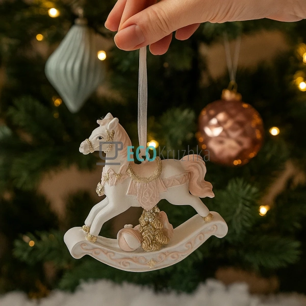 Декоративна підвісна фігурка «Конячка‑гойдалка» 8 см біл ... Декоративна підвісна фігурка «Конячка‑гойдалка» 8 см біл ...
