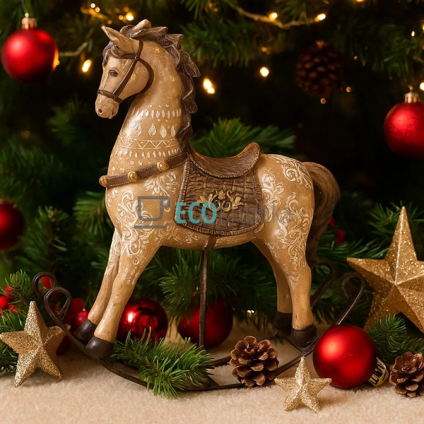 Декоративна статуетка «Конячка‑гойдалка» коричнева з зол ... Декоративна статуетка «Конячка‑гойдалка» коричнева з зол ...