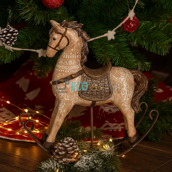 Декоративна статуетка «Конячка‑гойдалка» коричнева з зол ... Декоративна статуетка «Конячка‑гойдалка» коричнева з зол ...
