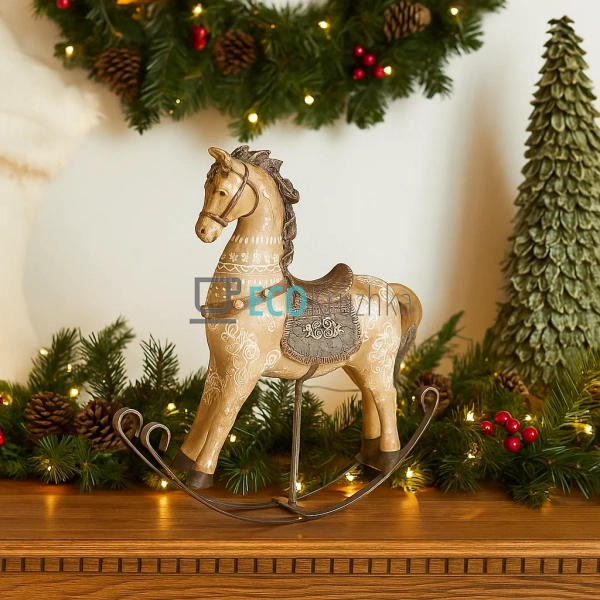 Декоративна статуетка «Конячка‑гойдалка» коричнева з зол ... Декоративна статуетка «Конячка‑гойдалка» коричнева з зол ...
