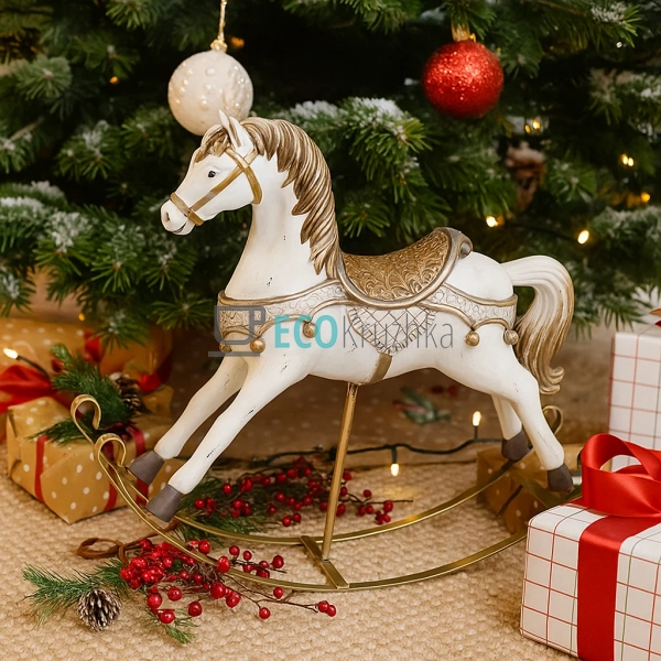 Декоративна статуетка «Конячка‑гойдалка» 34,5 см біла з ... Декоративна статуетка «Конячка‑гойдалка» 34,5 см біла з ...