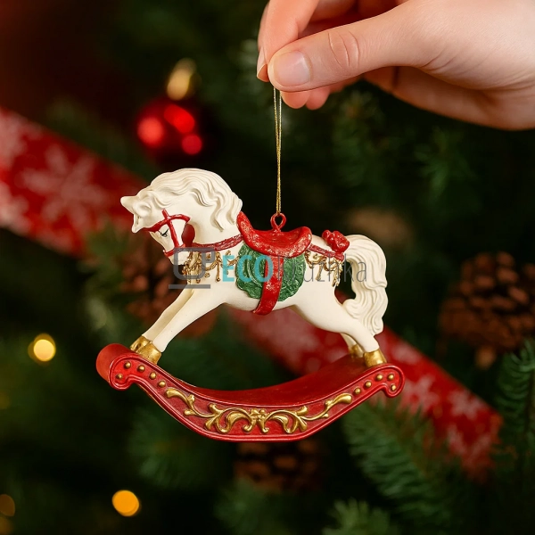 Декоративна підвіска «Конячка‑гойдалка» 9,5 см – біло‑че ... Декоративна підвіска «Конячка‑гойдалка» 9,5 см – біло‑че ...