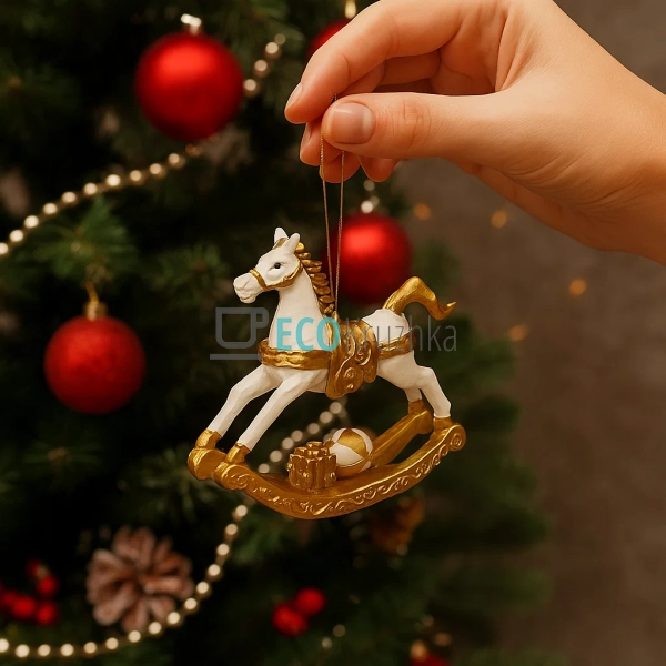 Декоративна підвіска «Конячка‑гойдалка» 8×2×7,5 см біло‑ ... Декоративна підвіска «Конячка‑гойдалка» 8×2×7,5 см біло‑ ...