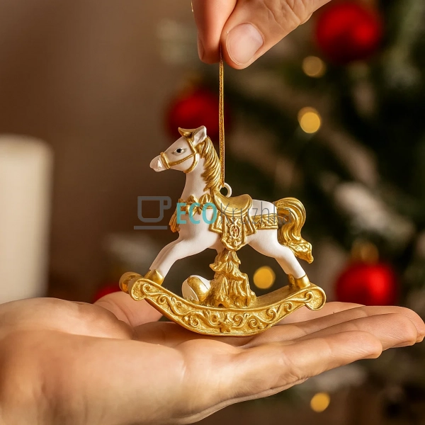 Підвіска‑статуетка «Конячка‑гойдалка» 8×2×8 см біло‑золо ... Підвіска‑статуетка «Конячка‑гойдалка» 8×2×8 см біло‑золо ...