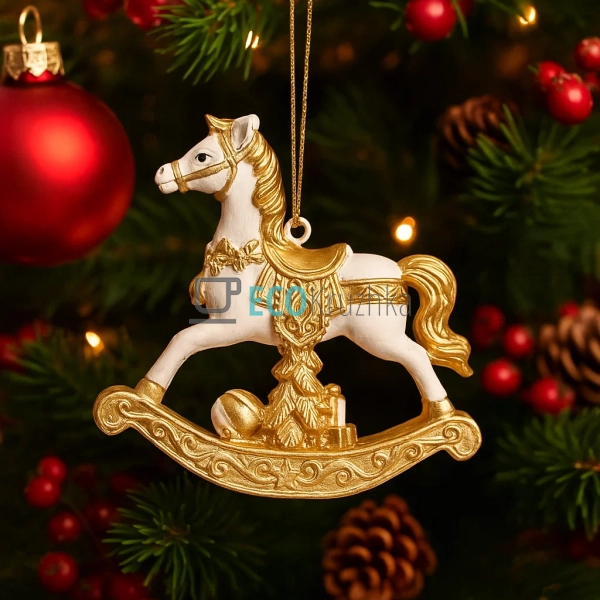 Підвіска‑статуетка «Конячка‑гойдалка» 8×2×8 см біло‑золо ... Підвіска‑статуетка «Конячка‑гойдалка» 8×2×8 см біло‑золо ...