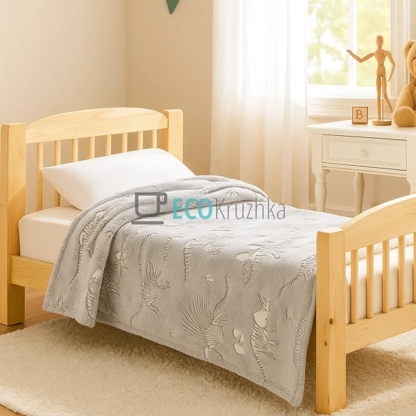 Ковдра‑плед 100×150 см “Glow in the Dark” із динозаврами ...