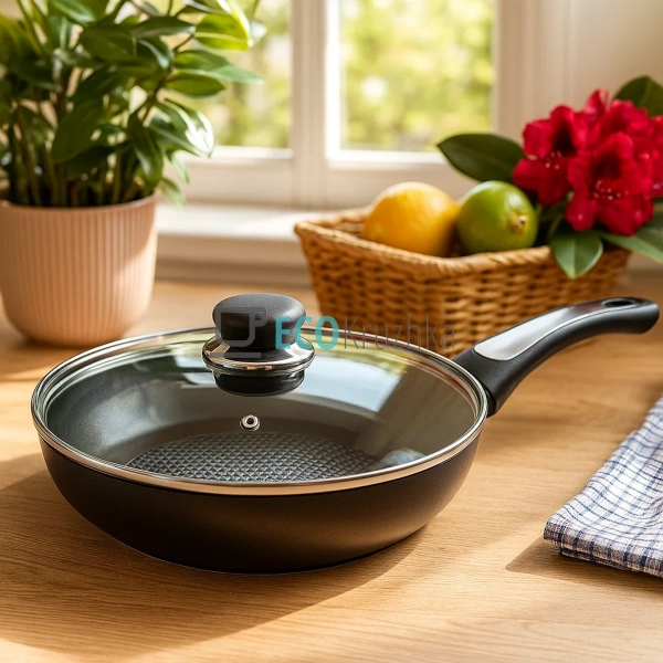 Сковорідка 22 см з кришкою та Тефлоновим покриттям Maesr ... Сковорідка 22 см з кришкою та Тефлоновим покриттям Maesr ...