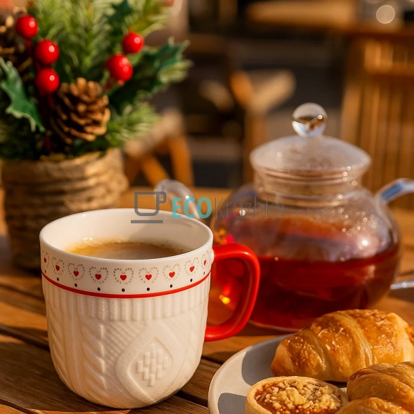 Порцелянова кружка 345 мл з різдвяним в Порцелянова кружка 345 мл з різдвяним в