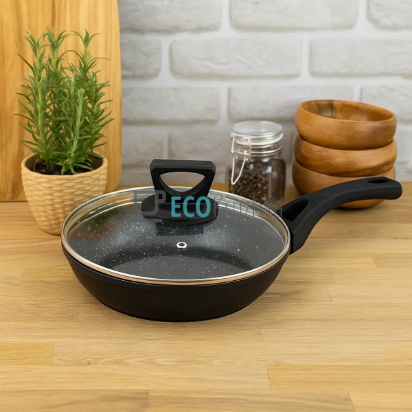 Сковорода 20 см (1.1 л) з кришкою та мармуровим покриття ... Сковорода 20 см (1.1 л) з кришкою та мармуровим покриття ...