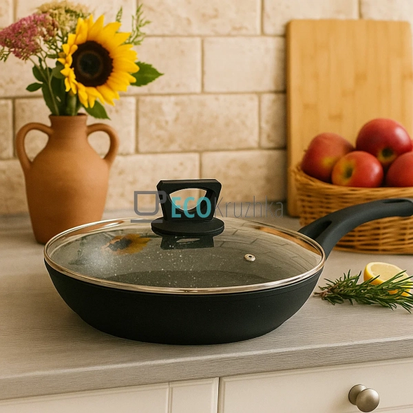 Сковорода 26 см (2.2 л) з кришкою та мармуровим покриття ... Сковорода 26 см (2.2 л) з кришкою та мармуровим покриття ...