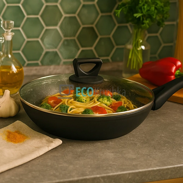 Сковорода 28 см (2.6 л) з кришкою та мармуровим покриття ... Сковорода 28 см (2.6 л) з кришкою та мармуровим покриття ...