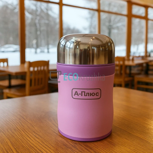 Термос для їжі із ложечкою 350 мл A-Plus Рожевий EK12515 Термос для їжі із ложечкою 350 мл A-Plus Рожевий EK12515