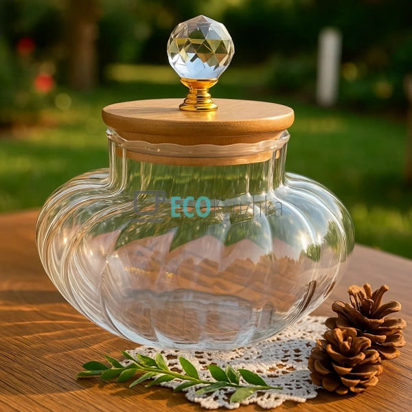 Скляна банка для сипучих продуктів 750 мл з бамбуковою к ... Скляна банка для сипучих продуктів 750 мл з бамбуковою к ...