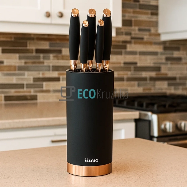 Набір кухонних ножів MAGIO MG-1091 з підставкою, 6 предм ... Набір кухонних ножів MAGIO MG-1091 з підставкою, 6 предм ...