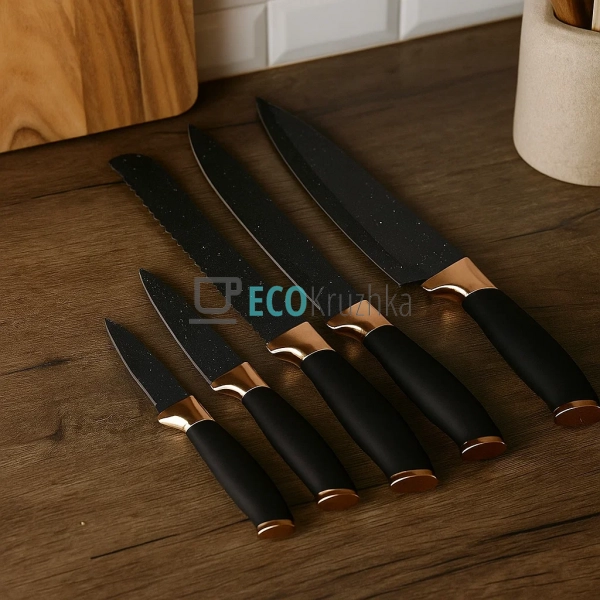 Набір кухонних ножів MAGIO MG-1091 з підставкою, 6 предм ... Набір кухонних ножів MAGIO MG-1091 з підставкою, 6 предм ...