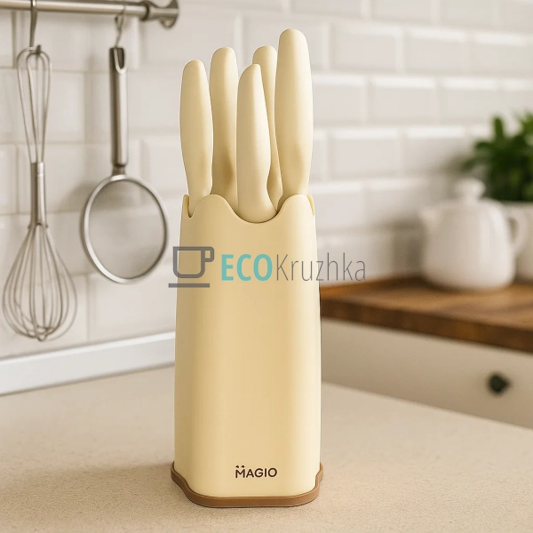 Набір кухонних ножів MAGIO MG-1090 з підставкою, 6 предм ... Набір кухонних ножів MAGIO MG-1090 з підставкою, 6 предм ...