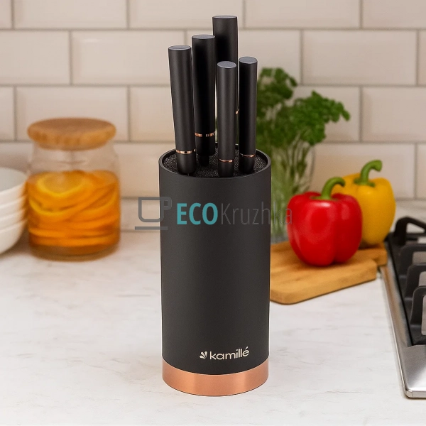 Набір кухонних ножів Kamille з підставкою, 6 шт (KM-762 ... Набір кухонних ножів Kamille з підставкою, 6 шт (KM-762 ...