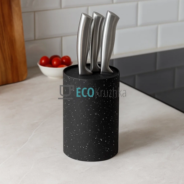 Підставка для ножів кругла 18 х 11 см з наповнювачем Чор ...