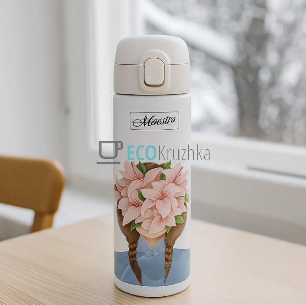 Термокружка Maestro 400 мл Білий MR-1634-B