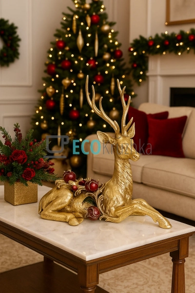 Золота декоративна фігура олень з гранатами 60×29×57 см ... Золота декоративна фігура олень з гранатами 60×29×57 см ...